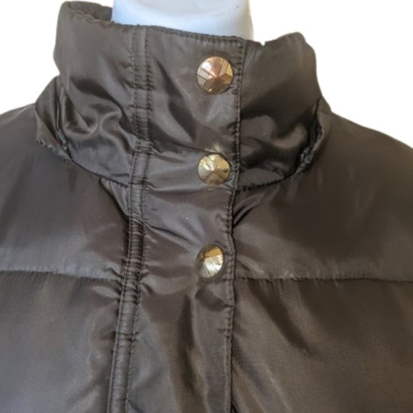 Long Hooded Dark Green Puffer Coat with Cinched Waist Size Large - Picture 4 of 11